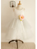 Ivory Cotton Champagne Tulle Cupcake Flower Girl Dress